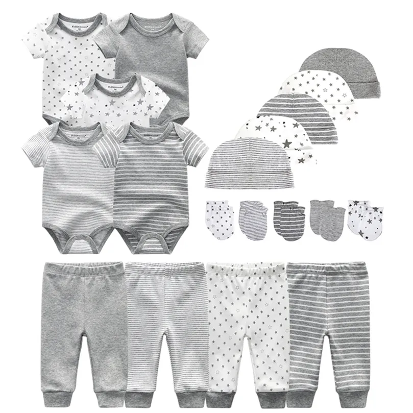 Unisex Born Baby Boy Odzież Body Spodnie Czapki Rękawiczki Baby Girl Odzież Bawełniane Zestawy Odzieżowe LJ201223