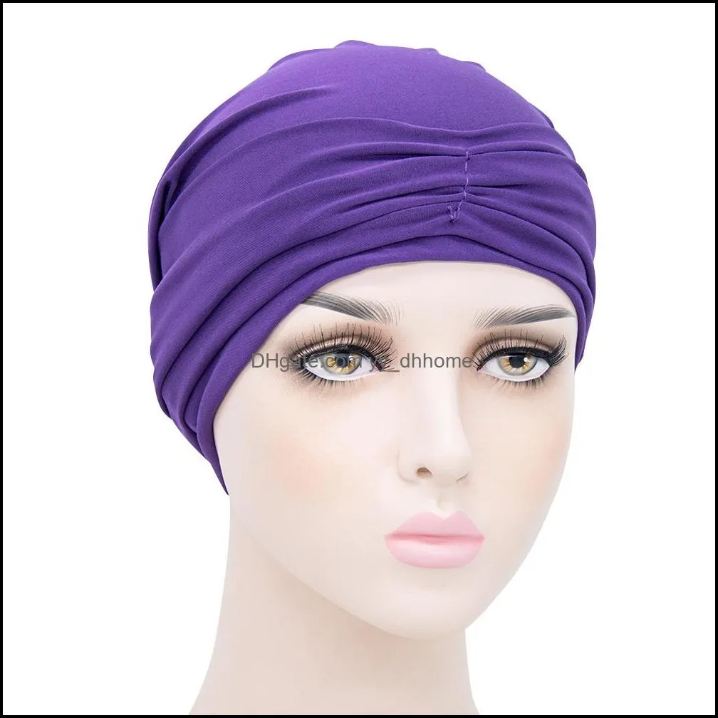 Trendy Turban Caps For Women Plain Muslim Hijab Scarf Hijabs India African Head Wraps Turbante Headscarf Bonnet Beanies New