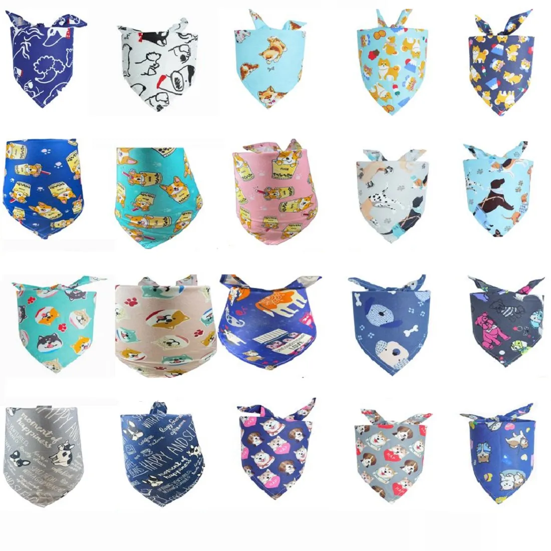 Groothandel 100 stks/partij Nieuwe Hond Kleding Bandana Mix 100 Patroon Schattige Puppy Kat Slabbetjes Sjaal Verstelbare Katoenen Huisdier Accessoires Verzorgingsproducten