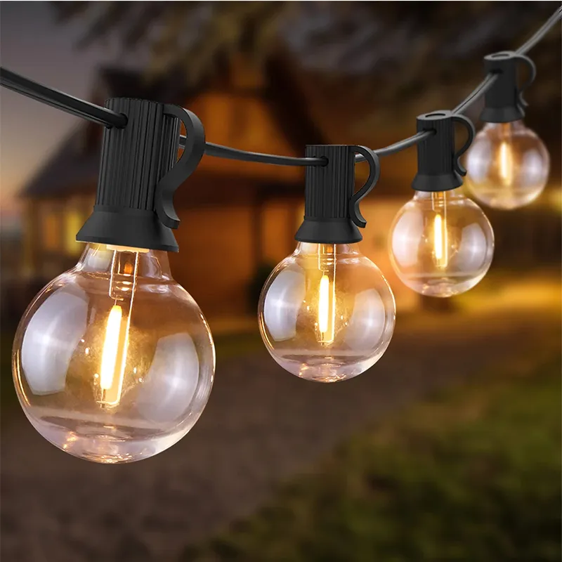 G40 Outdoor String Light LED 25ft 50ft 25/50 BULB E12 BASE Waterdichte bol Hanglicht voor achtertuin Bistro Party Decor