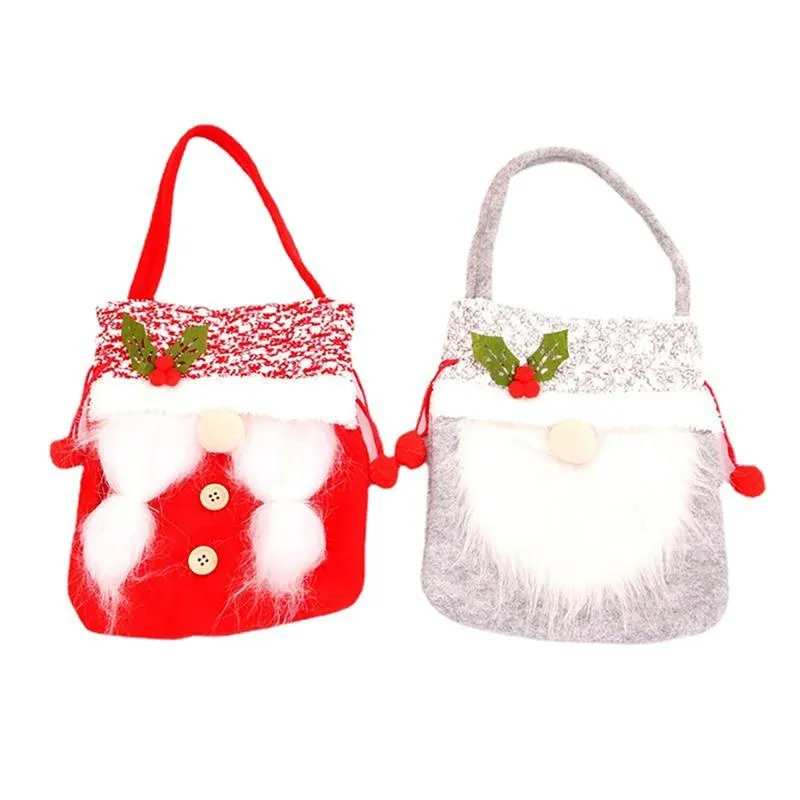 Cadeau cadeau -2 pcs cordon de serrage de Noël poupée sans visage sac de rangement sac de bonbons faits à la main sac de pomme cadeau