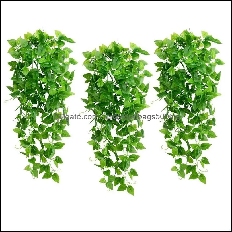 Decorative Flowers & Wreaths 3 Pack Artificial Hanging Plants Ivy Vine Fake Leaves Wall Home Room Garden Kitchen Wedding Outside