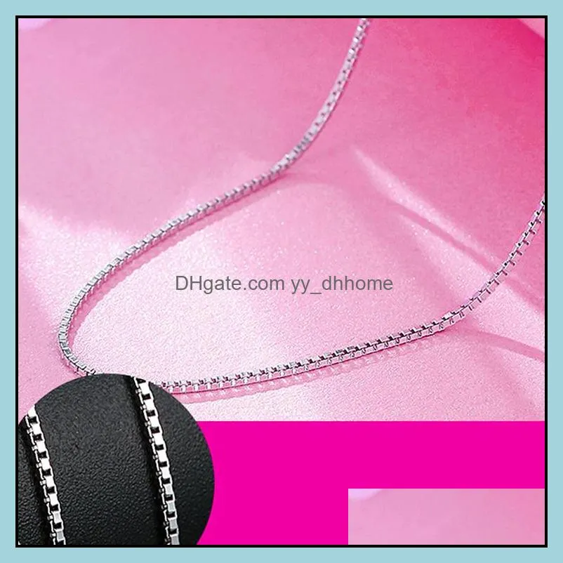 silver box chians hot sale 1mm link chain necklace for women girl pendants fashion jewelry wholesale free ship 0356wh
