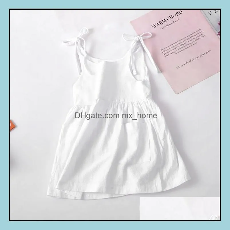 styles girl dress kids solid color suspender design two pockets summer child elegant dresses