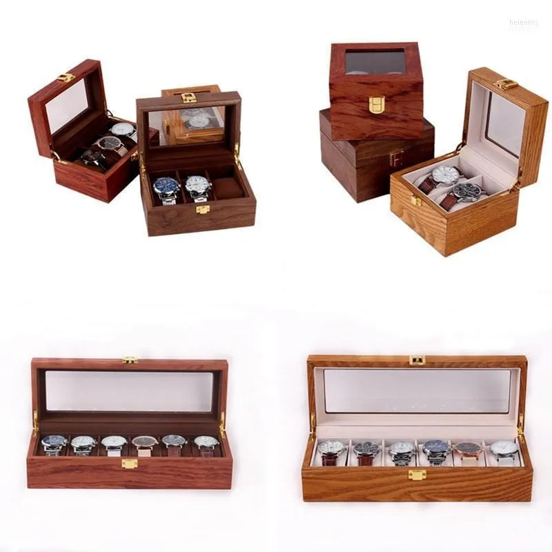 Uhrenboxen Hüllen 2/3/6 Gitter Holzkiste Halter Organizer Aufbewahrung Retro Fall Frauen Männer Uhren Schmuck Display Geschenk Hele22