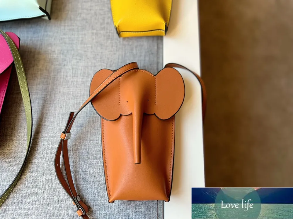 Sac de téléphone portable en cuir de luxe à la mode, petit éléphant véritable, nouveaux sacs fourre-tout de styliste mignons