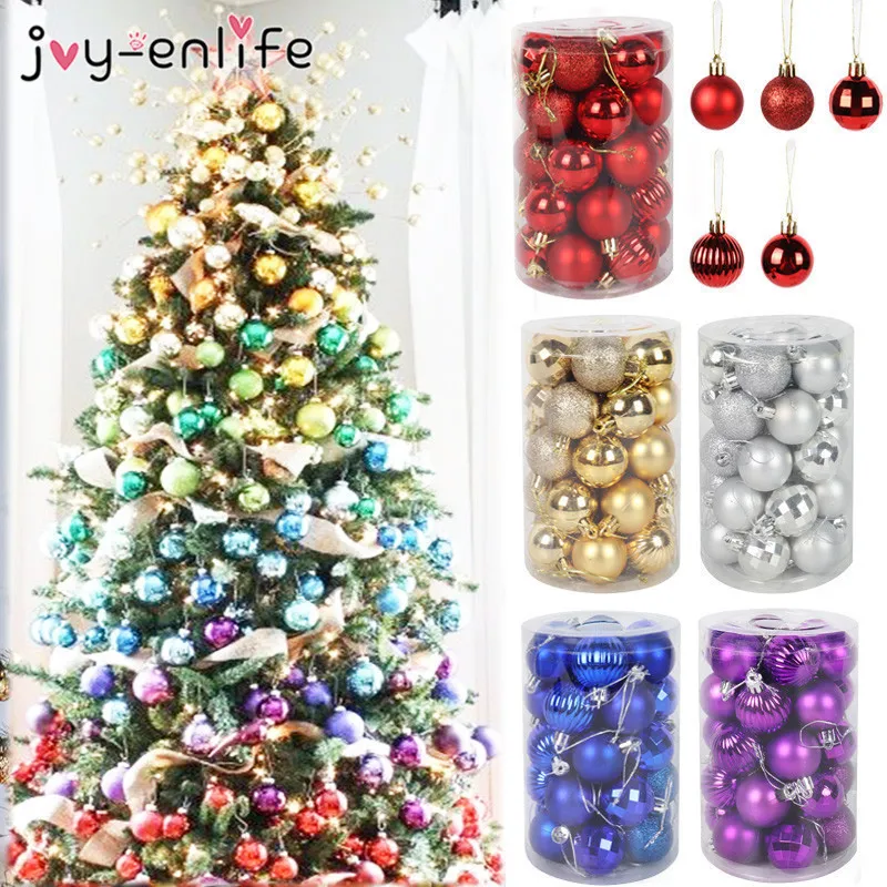 34pcs ornamento di Natale per le palle di Natale decorazione dell'albero di Natale Ball Bauble natale deco casa appesa Kerst Decoratie anno Y201020