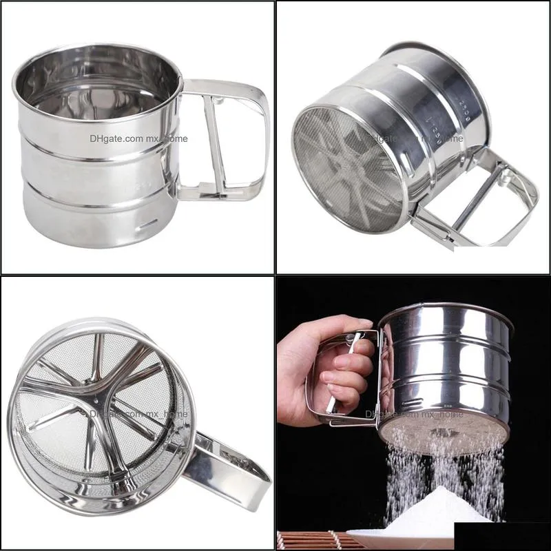 mesh flour sifter manual sugar icing shaker stainless steel cup shape kitchen tools i88 baking & pastry