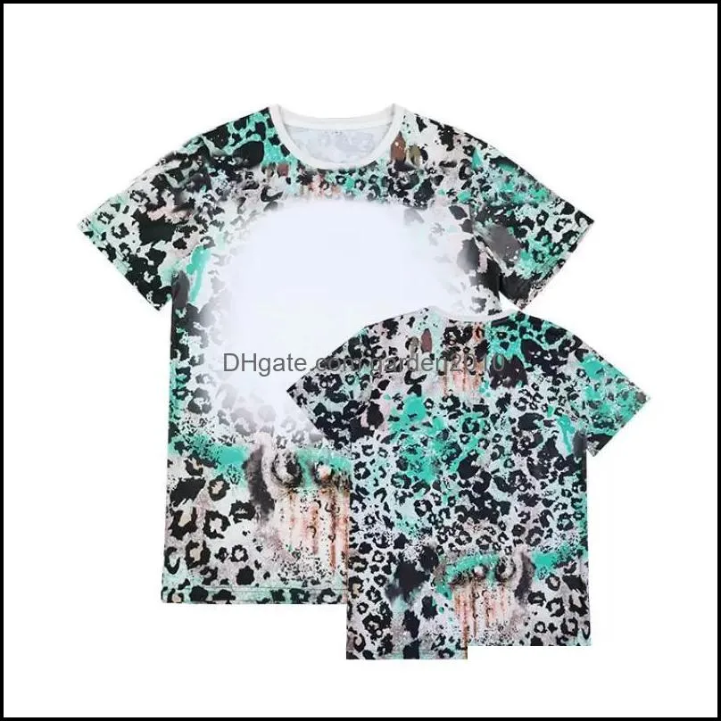 ups leopard print sublimation bleached shirts heat transfer blank party favor bleach shirt bleached polyester t-shirts us men women party supplies