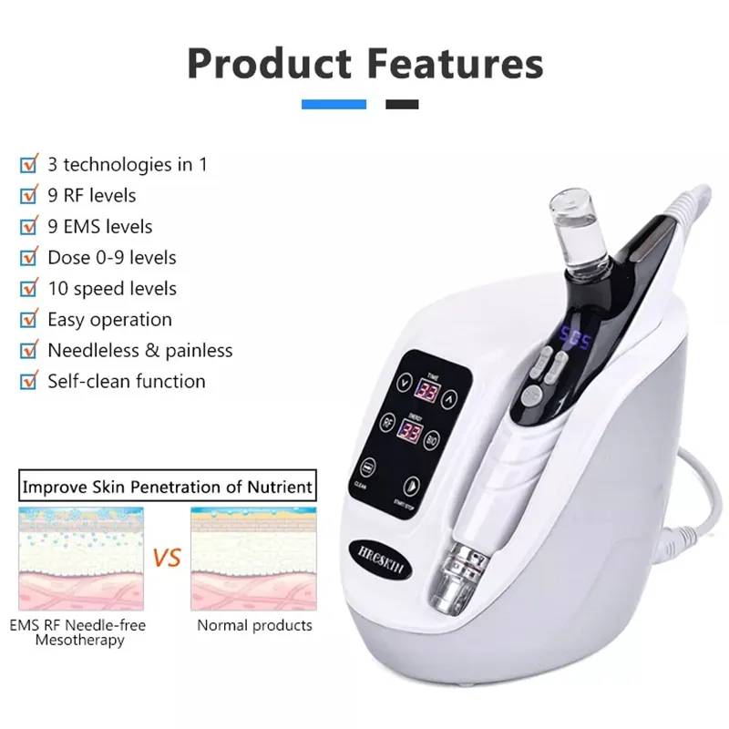 Fraction dispositif de mésothérapie sans aiguille EMS cheveux beauté peau électro machine de mésothérapie sans aiguille