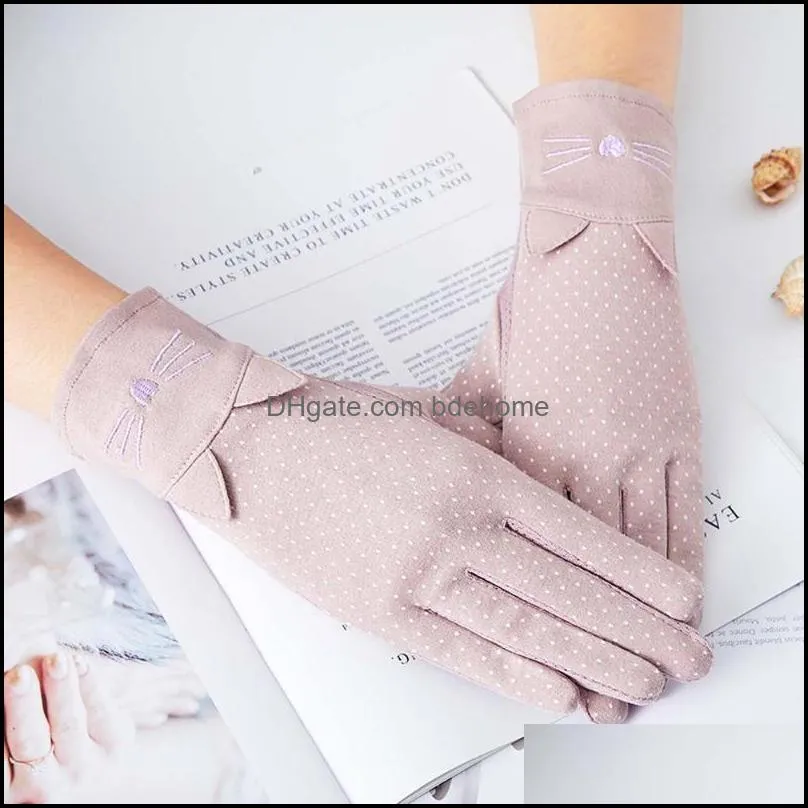 Five Fingers Gloves 2021 Fashion Sun Protection Women Summer Riding Elastic Cotton Thin Driving Full-finger Breathable1