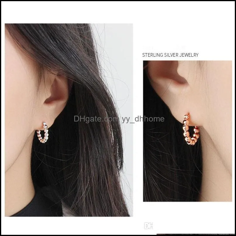 Silver/Rose Gold Plated Beads Hoop Earrings For Women 2018 New Trend 100% 925 Sterling Silver Lady Fine Jewelry YME399