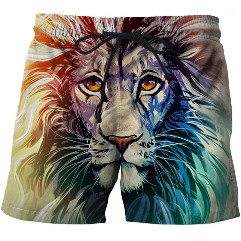 Lion Shorts Mężczyzna Zwierzęc swobodny krótkie spodnie ładunek czarny plaż