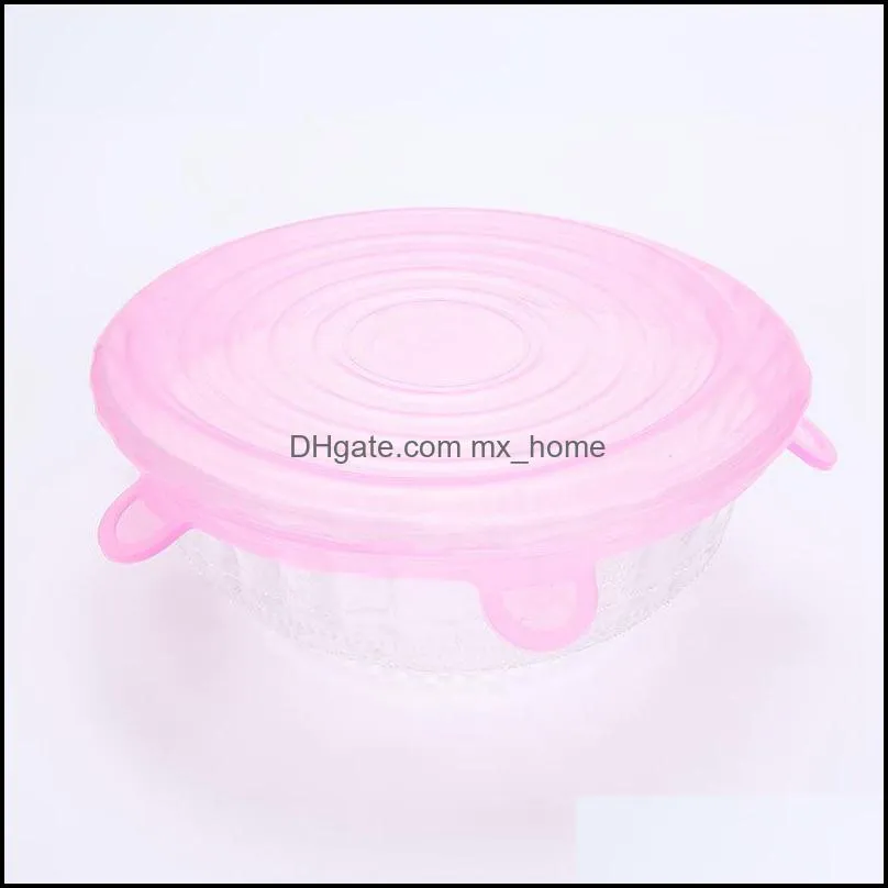 6 pcs/set reusable silicone stretch lids universal lid bowl pot lid silicone cover kitchen cooking food  bowl cover vtky2102