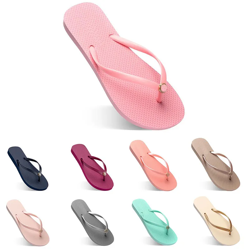 نساء النعال أزياء Flip Flip Flops Beach Hotel Indoor Clipper Triple Black Pink White Lemon Green Grey Navy Womens Shoes