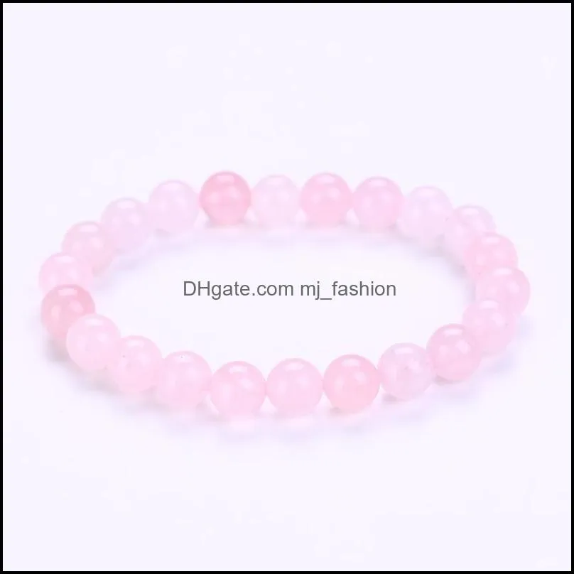 8MM Strand Natural Stone Healing Crystal Stretch Beaded Bracelet Women Men Fashion Handmade Precious Gemstone Round Bracelets Jewelry