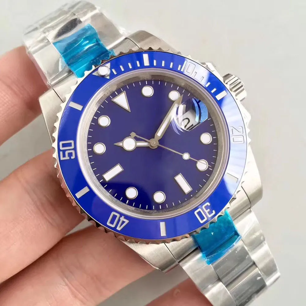 Relógio de aço U1 Factory ST9 com bisel de cerâmica azul safira grande data inoxidável 41 mm relógios de pulso mecânicos automáticos masculinos