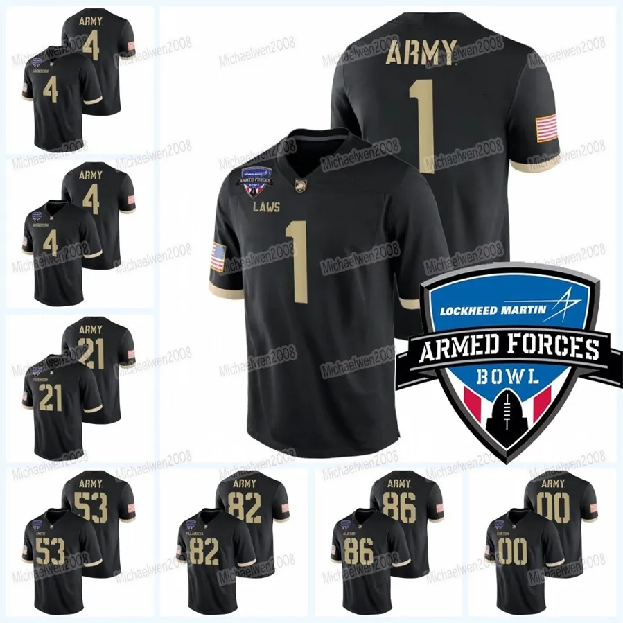 MitNess Custom NCAA Army Black Knights Football Jersey 2021 Champions du Bol des Forces armées Jabari Moore Christian Anderson Tyhier Tyler Daelan Smith