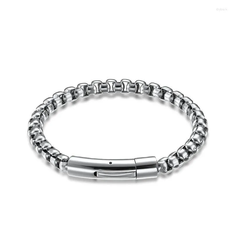 Beaded Strands Retro Simple Titanium Steel Bracelet Men And Women Box Chain BraceletBeaded