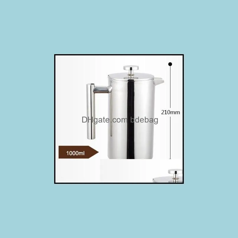 French Press Coffee Maker Best Double Walled Stainless Steel Cafetiere Insulated Coffee Tea Maker Pot Giving One Filter Baskets