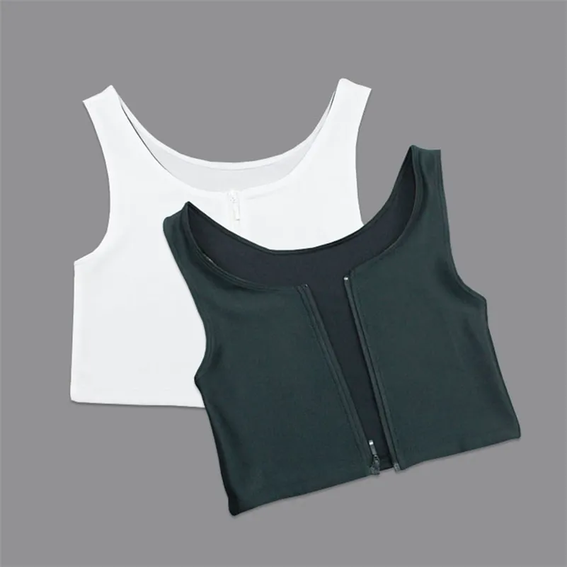 Corset Flat Breast Binder Zipper Short Les bra Summer Comfortable Chest Trans Vest S 3XL Crop Tops Bamboo Charcoal 220524