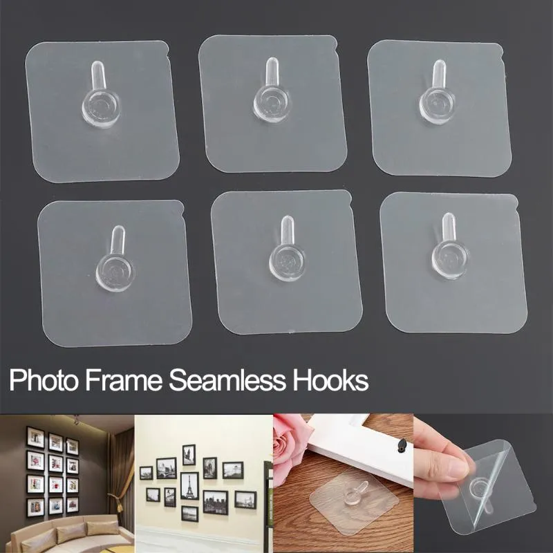 Hooks & Rails 10Pcs Po Frame Painting Picture Poster Clock No Drill Seamless Strong Self Adhesive Hook Holder Wall Hanger Hanging KitsHooks