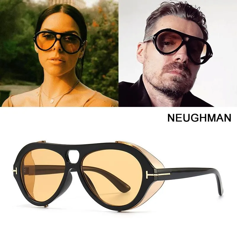Óculos de sol JackJad Fashion Cool NEUGHMAN Navigator Style SteamPunk Masculino Feminino Punk Side Shield Design da marca Óculos de sol FT1101