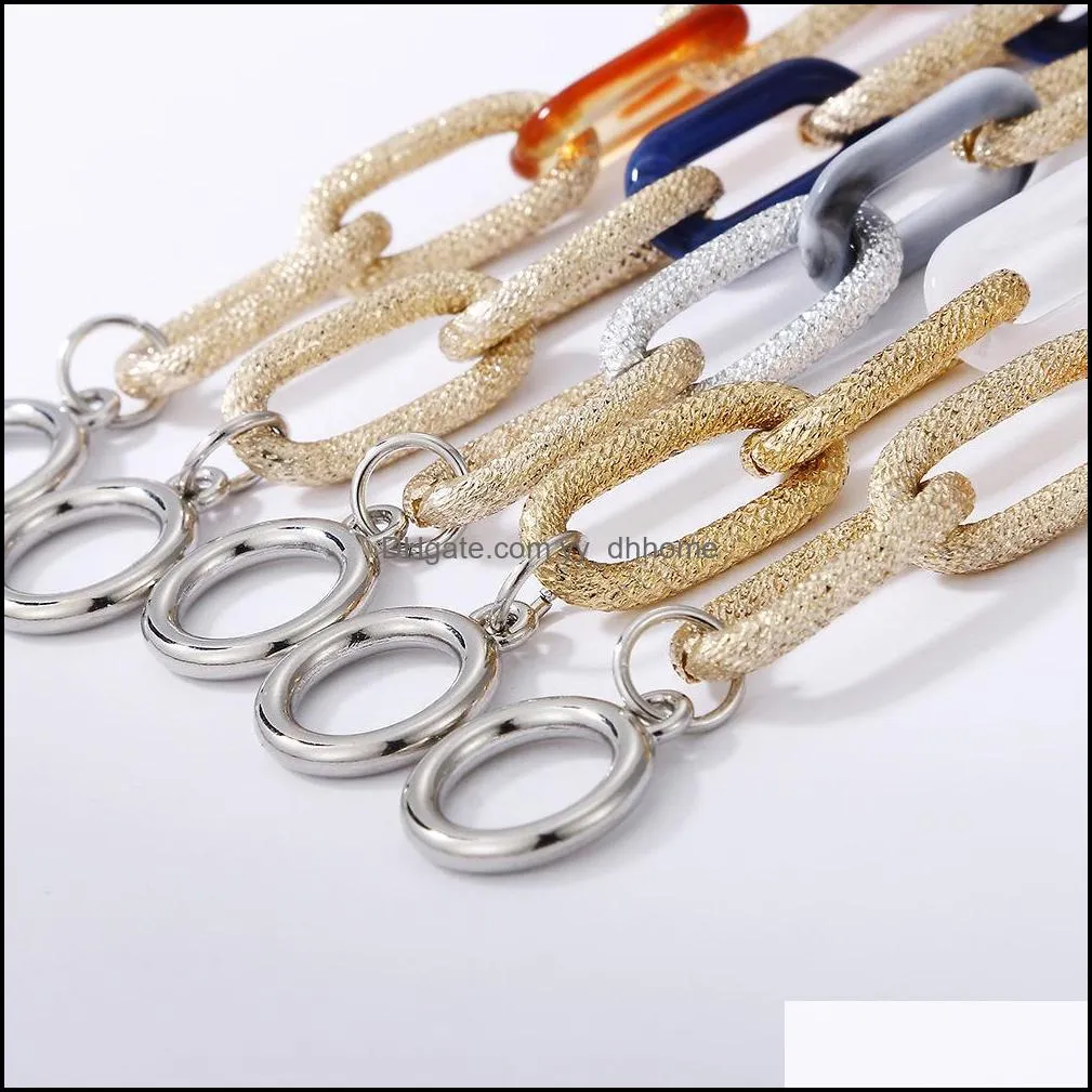 rainbow assorted acrylic aluminum link chain bracelet hip hop matte gold silver wristband for women gifts friends jewelry wholesale