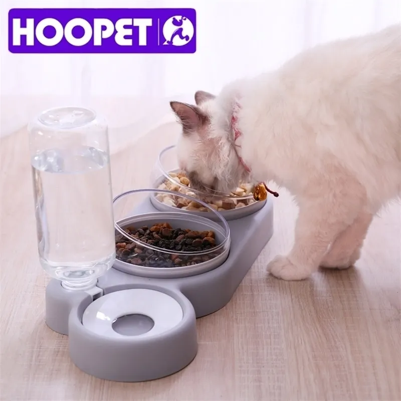 HOOPET 3in1 Pet Bottle for Cat Dog Water Pet Dog Bowls for Dogs Small Large Dogs Puppy Cat Drinking Bowl Dispenser Feeder 210320