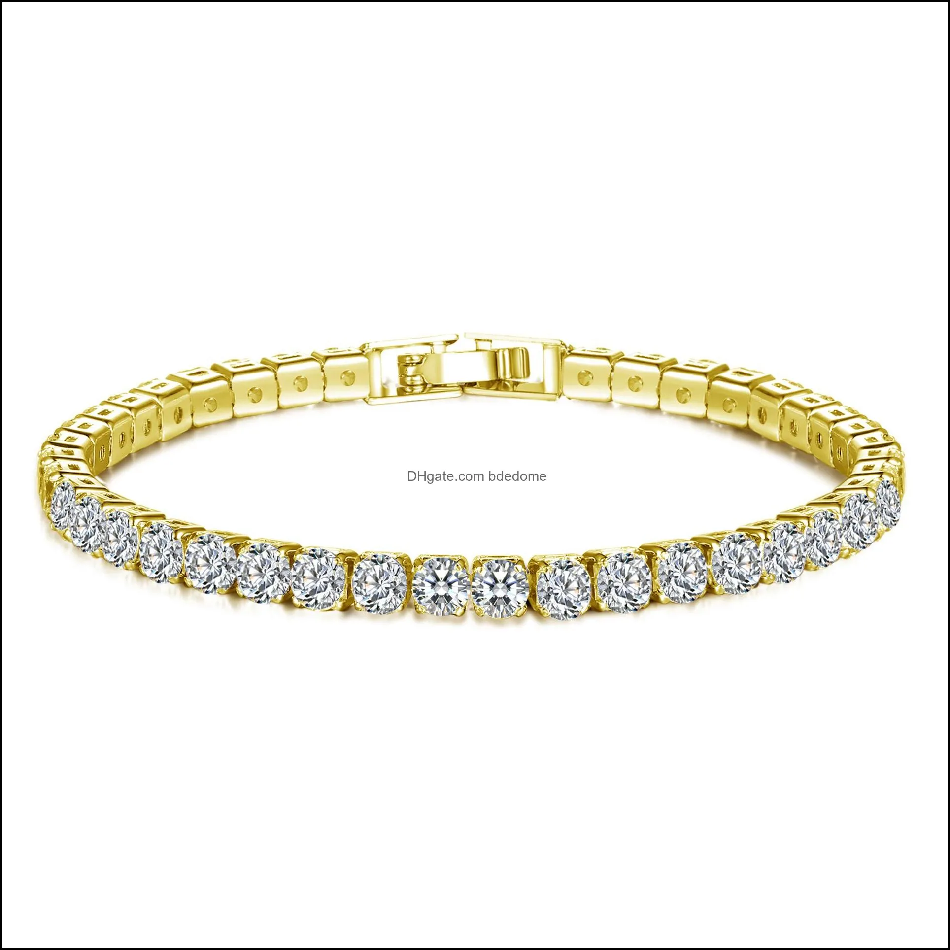 18K White/Yellow Gold Plated Sparkling Cubic Zircon CZ Cluster Tennis Bracelet Fashion Womens Jewelry for Party Wedding276E