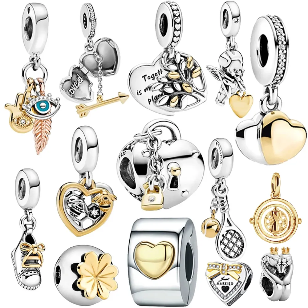 925 Sterling Zilver Charms Engelenvleugels Zwaan van Liefde Hart Kraal Hanger Originele Kralen Fit Armband Sieraden Maken Diy Gift