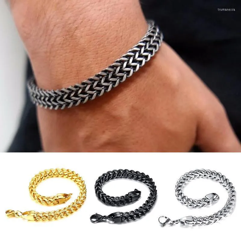 Link Chain 1PC Stainless Steel Bracelets For Men Blank Color Punk Curb Cuban On The Hand Jewelry Gifts Trum22