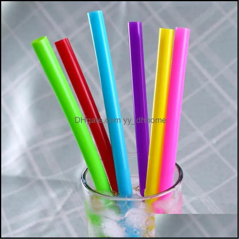 6pcs+2brush/set 23CM Candy Colors Silicone Straw Reusable Folded Bent Straight Straw Home Bar Accessory Silicone Tube RRA12698