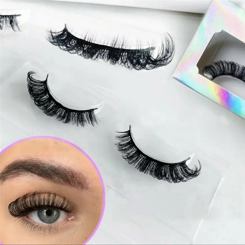 Falsche Wimpern Wispy Fluffy Long Curled Full Makeup Faux Mink Lashes Russian Strip D CurlFalse