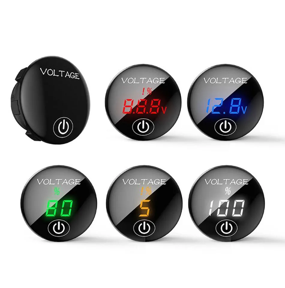 Car Motorcycle Voltmeter DC 5V-48V LED Panel Digital Voltage Meter Battery Capacity Display Voltmeter with Touch ON OFF Switch