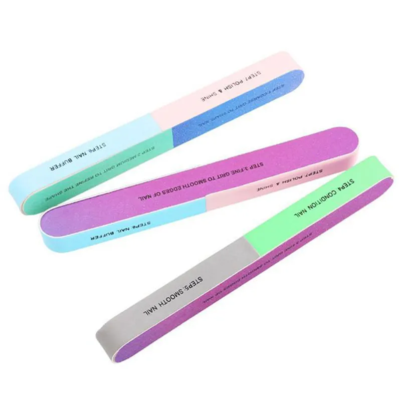 12-pack Multifunktionell Professionell Nagelfil Creative Sjusidig utskrift Polering Sandpapper Filer Polering Manikyrverktyg WH0573