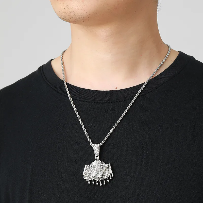 Gioielli hip hop designer di lusso in cristallo ronestone dollaro collana a pendente in acciaio inossidabile catena cubana maschi da donna da donna regali di moda