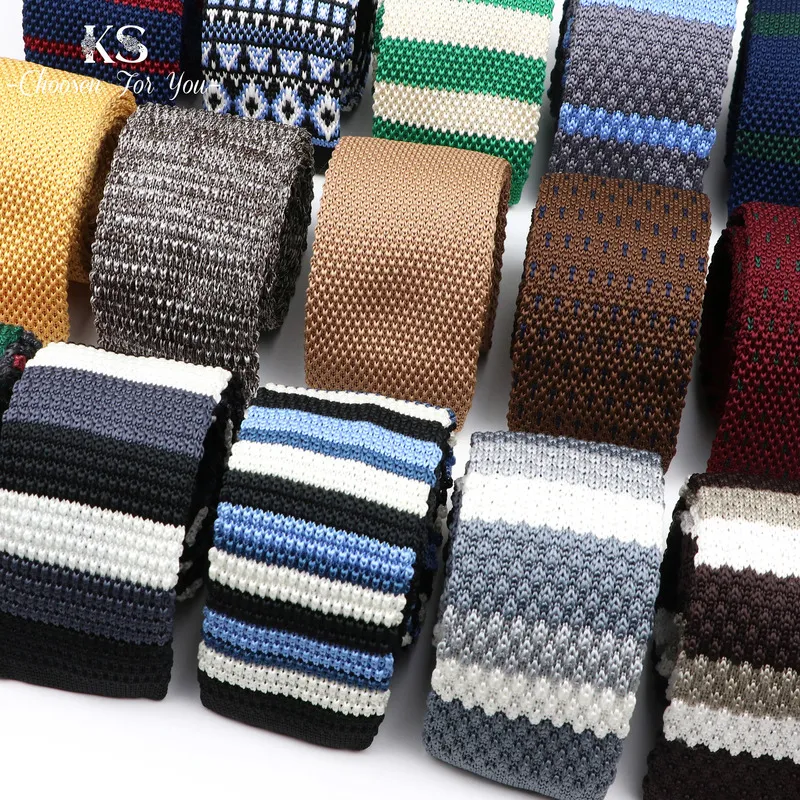 Heren Gebreide Knit Leisure Gestreept Tie Klassieke Plain Hoek Hals Ties voor Mannen Skinny 5cm Normale Stropdas Geweven Designer Cravat 220409