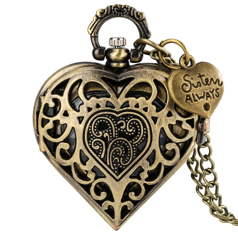 Steampunk Heart Shape Klockor Design Män Kvinnor Quartz Pocket Klocka Half Hunter Arabisk Nummer Halsband Hängsmycke Kedja