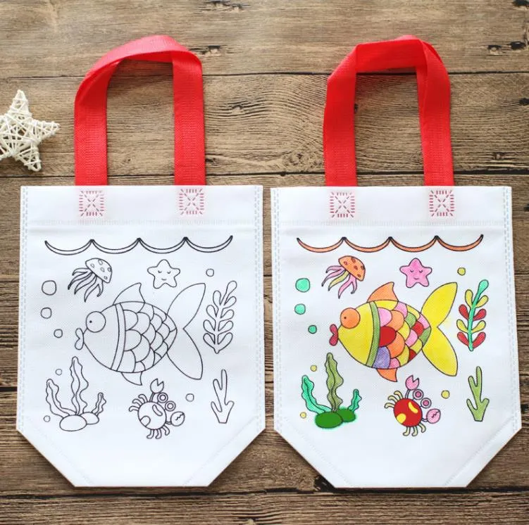 DIY artesanato kits crianças colorir bolsas bolsa crianças criativo desenho conjunto para iniciantes bebê aprender brinquedos de educação pintura sn4399