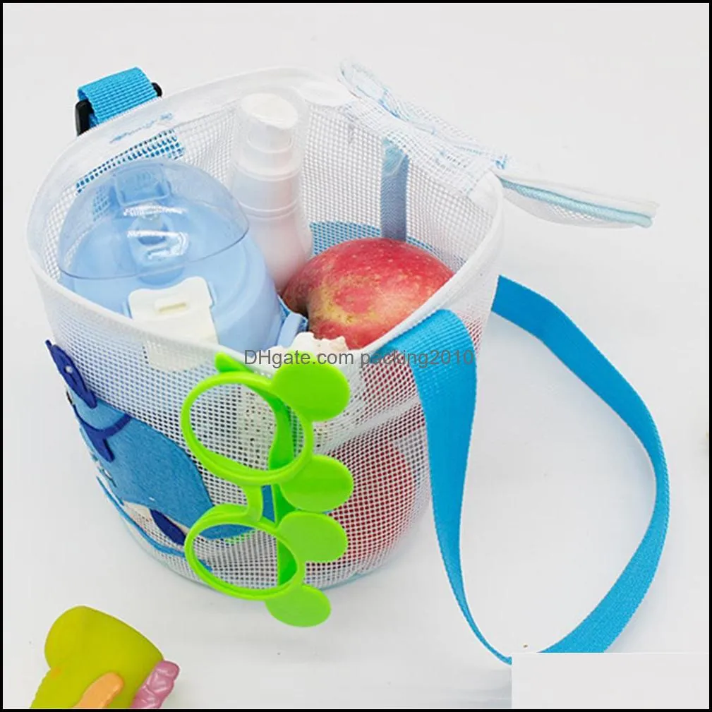 Mesh Beach Bag Toys Storage Bags Organizer For Kids Sand Travel Toy Organizer Sundries Net Basket Zipper Adjustable Shoulder Strap Tote