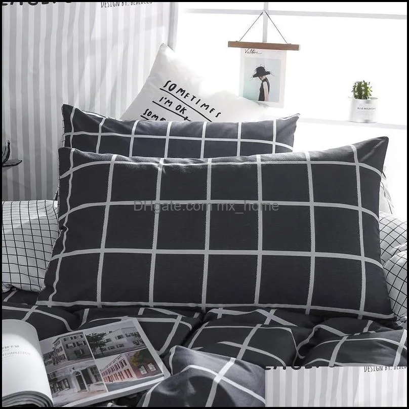 Black and white plaid bedding set 2018 The New 3pcs/set duvet cover set pillowcase bed kids / Adult bedding bedclothes #/J
