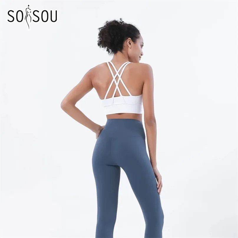 Soisou Yoga Set Women's Tracksuit Gym Fitness Set Woman 2 Pieces Leggings Sports BH BRAble Sportwear Woman kläder 220507