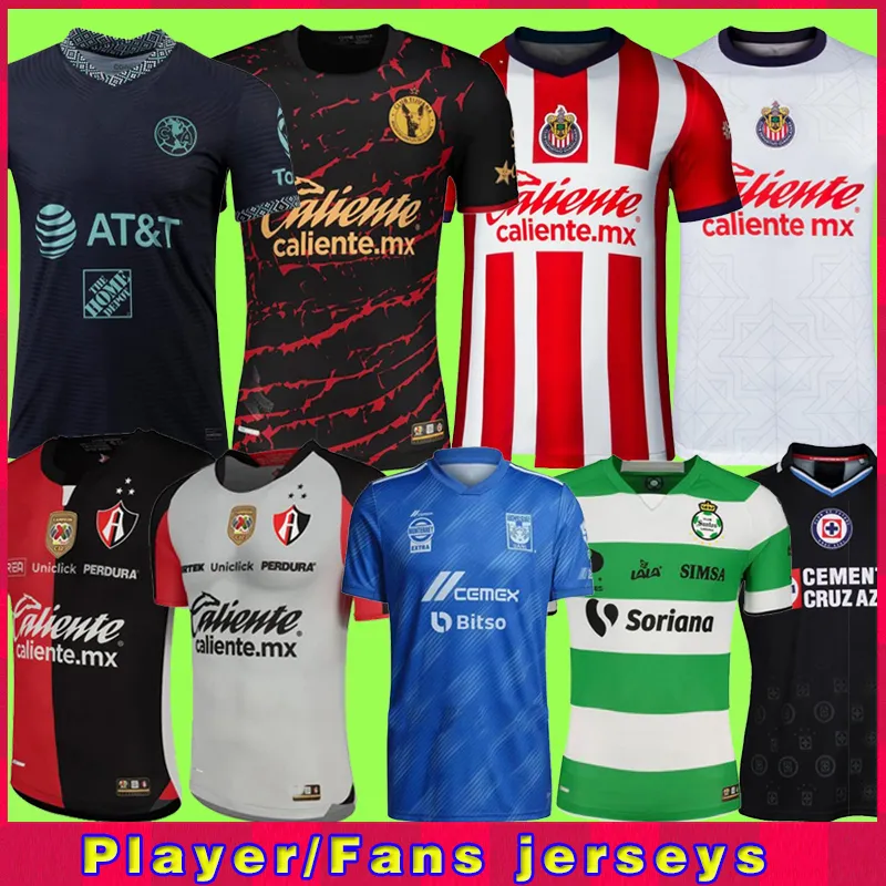 22 23 قمصان نادي أمريكا لكرة القدم 2022 2023 أطلس NAUL Tigres Chivas Guadalajara Xolos Tijuana Cruz Azul Home Away الثالثة Necaxa Camisas de Futebol قمصان كرة القدم