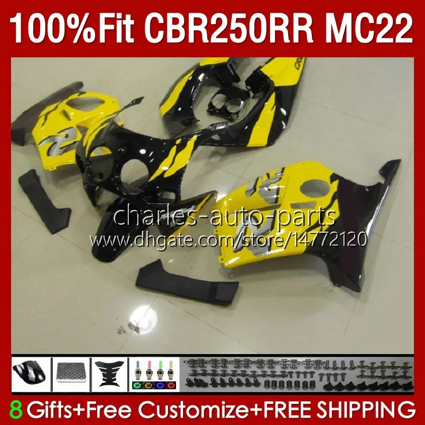 Fairings For HONDA CBR250 CBR 250RR 250 RR CC 250CC Yellow black 1990 1991 1993 1994 1996 1997 1998 1999 131No.136 CBR250RR MC22 90 91 92 93 94 95 96 97 98 99 Injection Body