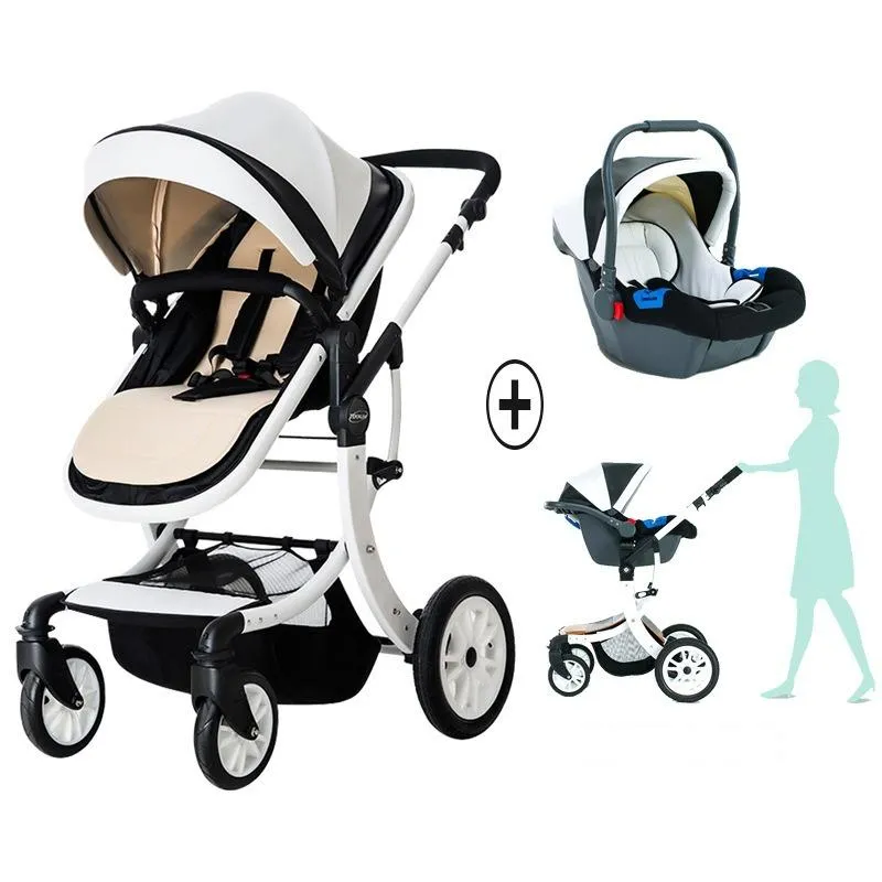 Poussettes# Poussette bébé en 1 avec siège auto chariot paysager haut landau léger né luxe absorption pliablepoussettes# poussettes#poussettes#