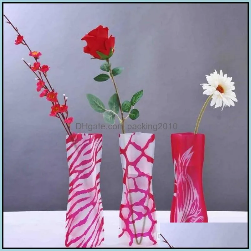 50pcs Hot Creative Clear PVC Plastic Vases Water Bag Eco-friendly Foldable Flower Vase Reusable Home Wedding Party Decoration Flower