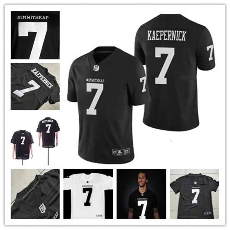 Erkekler Dikiş 7 Colin Kaepernick Imwithkap Jersey I M ile Kap Film Futbol Formaları Siyah Beyaz Kırmızı Yüksek Kalite Karışım Sipariş Boyutu S-XXXL