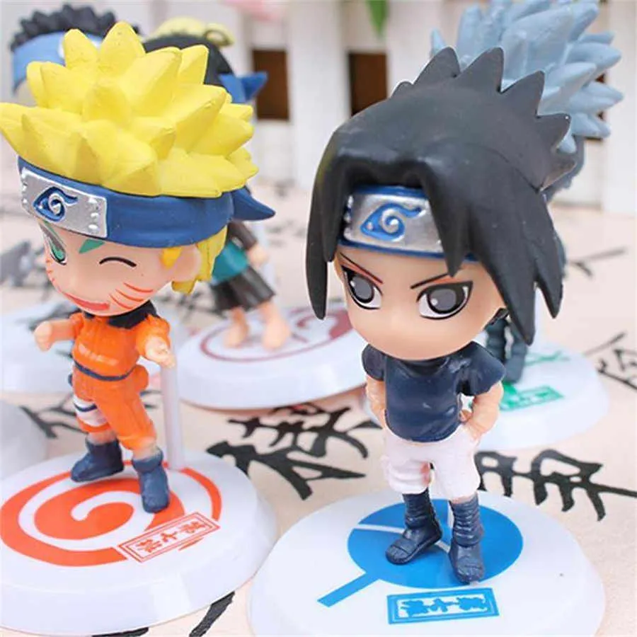 6pcs/set shippuden anime action figure hatake kakashi model 7cm pvc uzumaki tupy toy toy absible toy