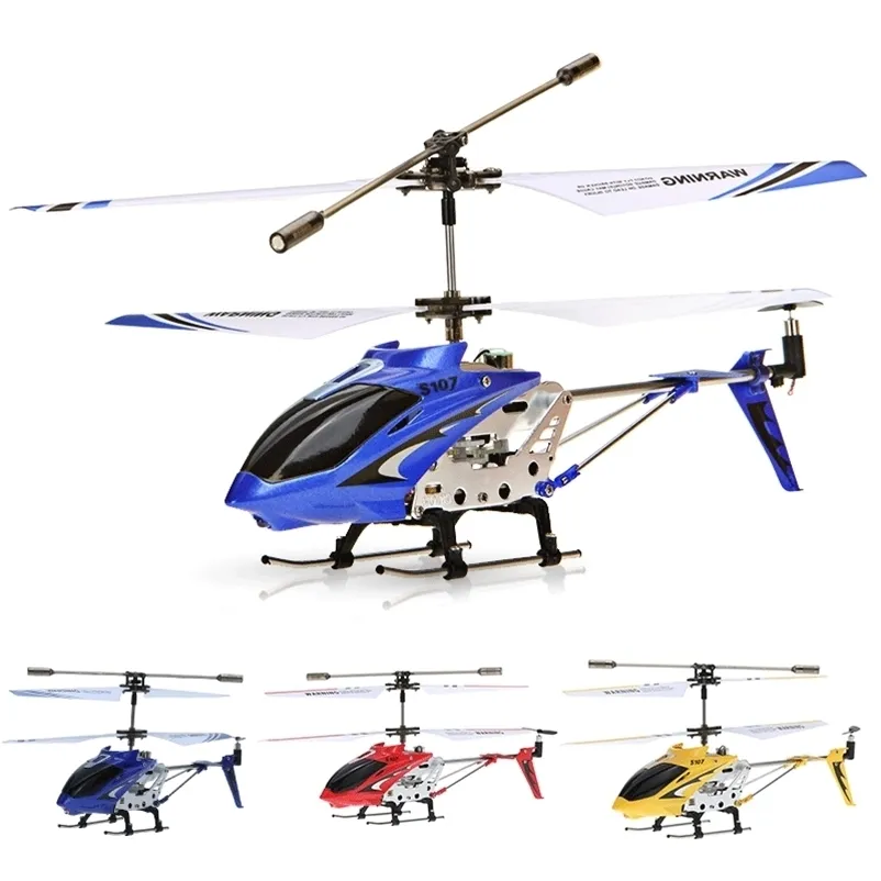 S107G RC Helicopter 3CH Lega Elicottero Quadcopter Giroscopio incorporato Elica a due piani Con torcia Airpale 220321